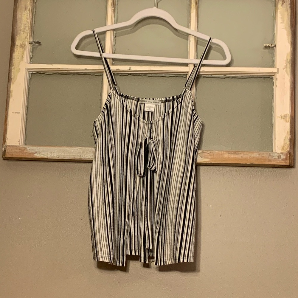 Avenue of the Stars Black and White Striped Cropped Tank